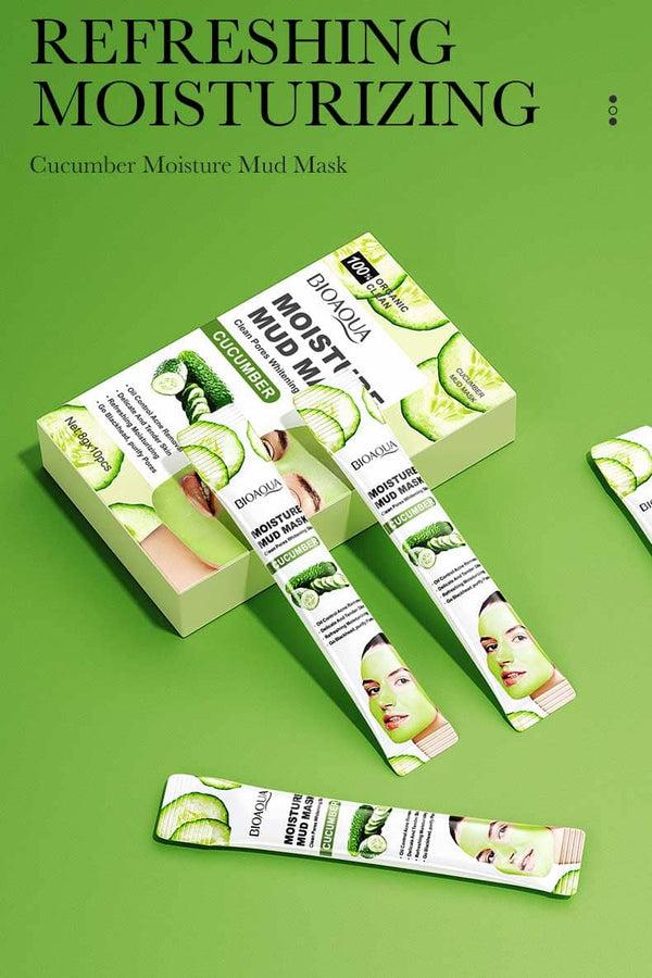 Elo Bioaqua Cucumber Moisturizing Facial Mud Mask - 10 Pcs