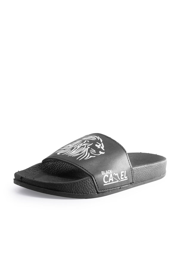 Elo Black Camel Men's Alpha Lion Printed Slides Black