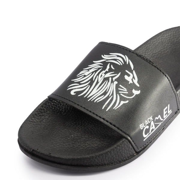 elo Black Camel Men's Alpha Lion Printed Slides Black
