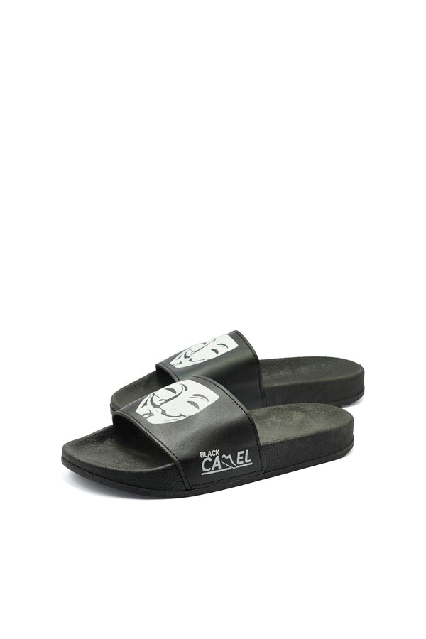 Elo Black Camel Men's Anonymous Printed Slide Slippers Black