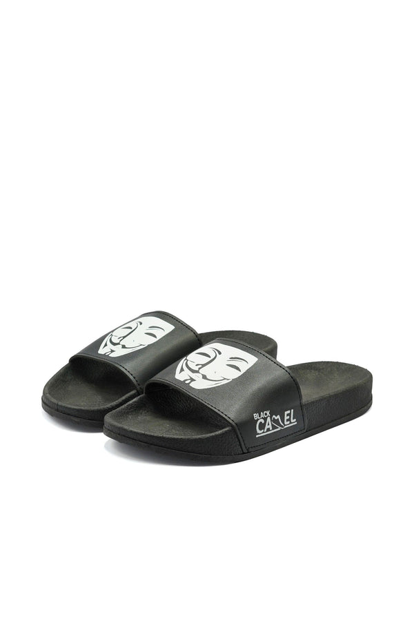 elo Black Camel Men's Anonymous Printed Slide Slippers Black