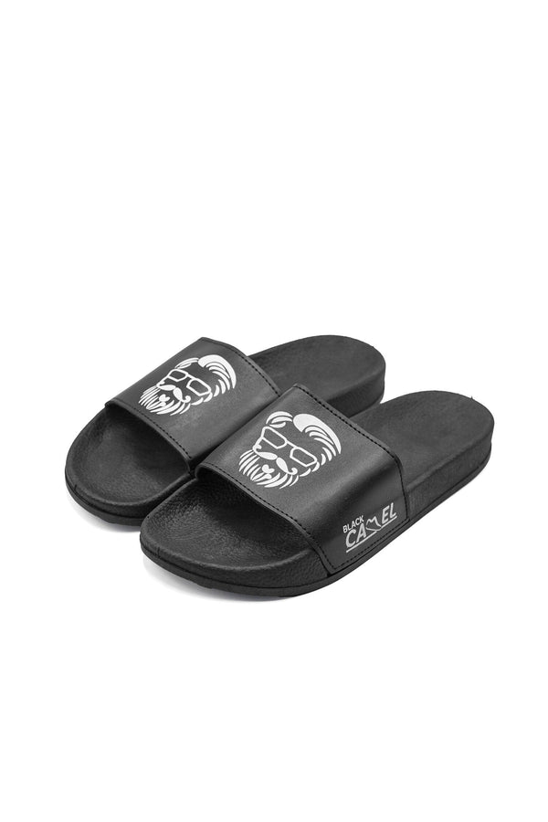 Elo Black Camel Men's Bearded Face Printed Slide Slippers Black