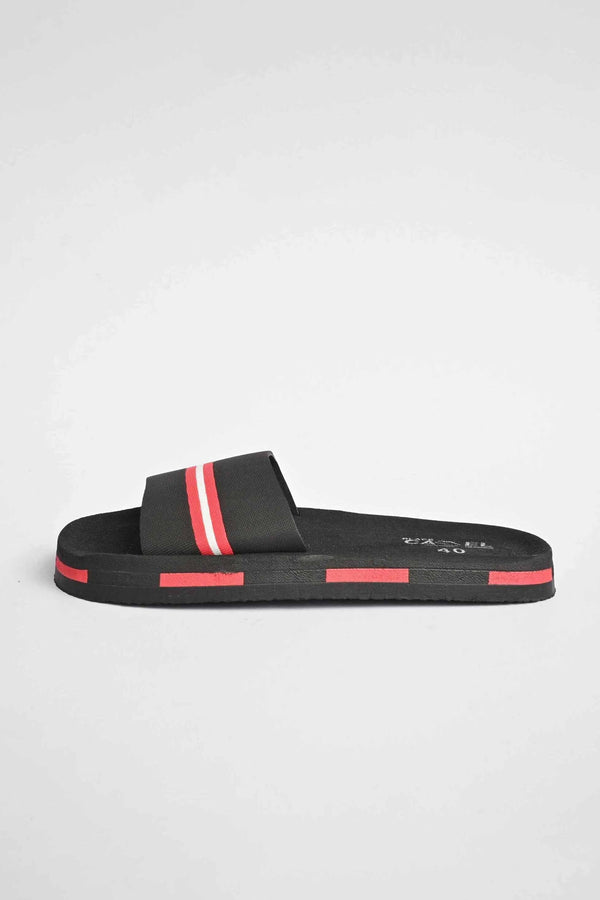 Elo Black Camel Men's Bruges Striped Design Soft Slides Black