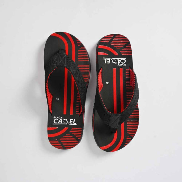 Elo Black Camel Men's Duisburg Ultra-Light Soft Flip Flops Black & Red