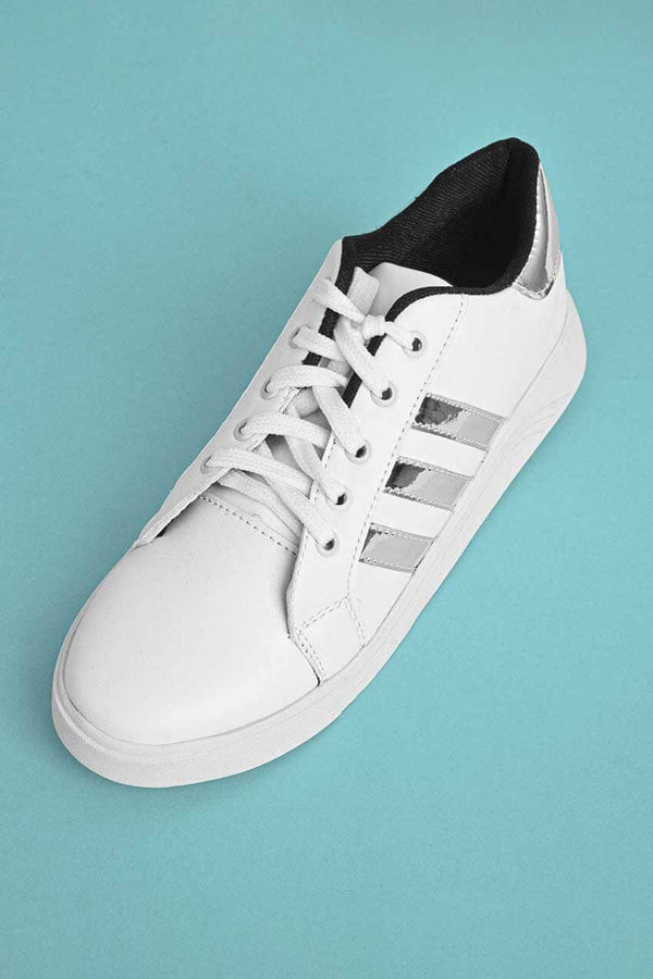 elo Black Camel Men's Fashion Faux Leather Lace Up Sneaker Shoes White & Silver