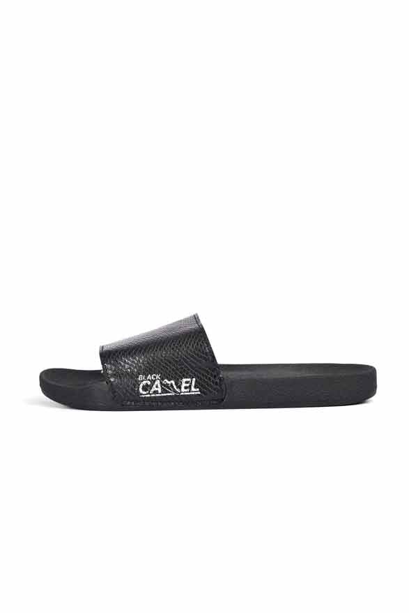 Elo Black Camel Men's Henith Texture Design Printed Design Slides Black