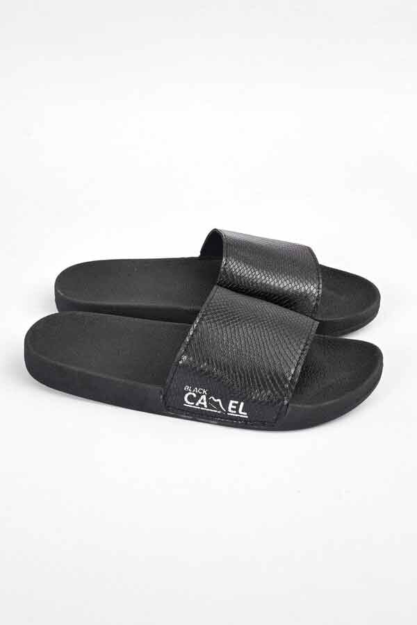 Elo Black Camel Men's Henith Texture Design Printed Design Slides Black
