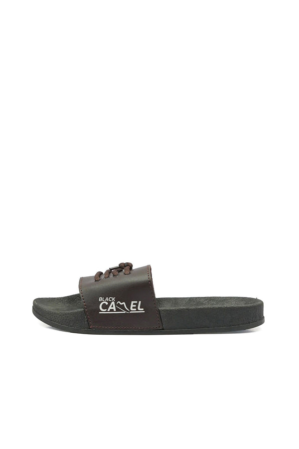 Elo Black Camel Men's Lace-Up Design Slide Slippers Brown