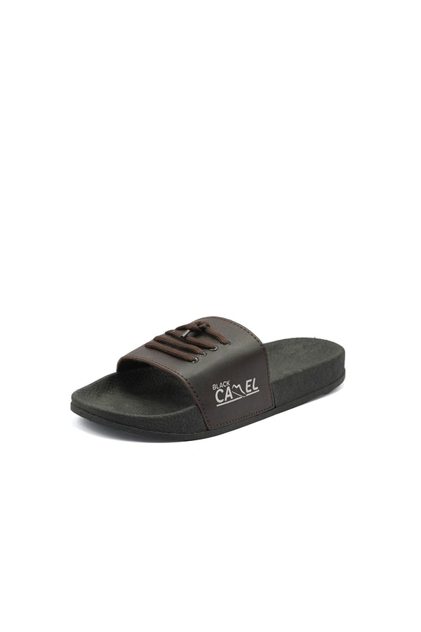 Elo Black Camel Men's Lace-Up Design Slide Slippers Brown