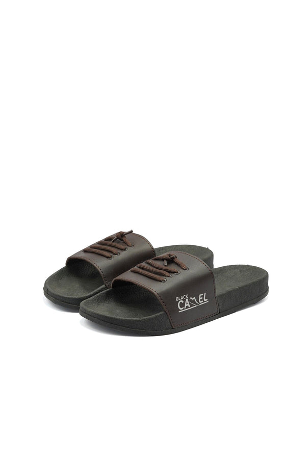elo Black Camel Men's Lace-Up Design Slide Slippers Brown
