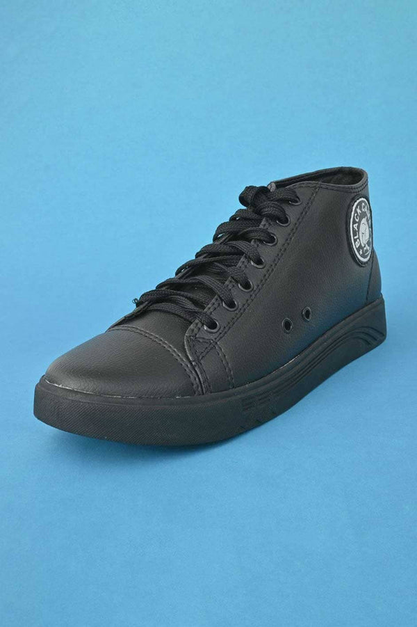 Elo Black Camel Men's PU Leather Long Cut Sneakers Shoes Black