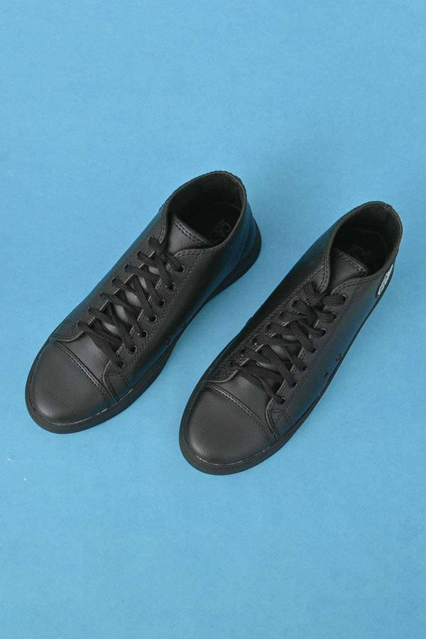 Elo Black Camel Men's PU Leather Long Cut Sneakers Shoes Black