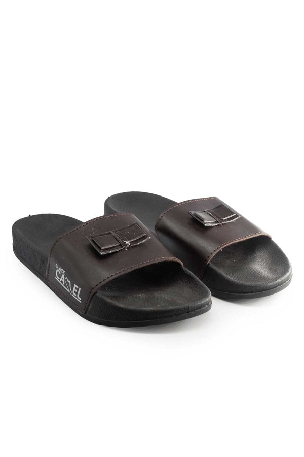 elo Black Camel Men's Skiddy Logo Design Slides Chocolate