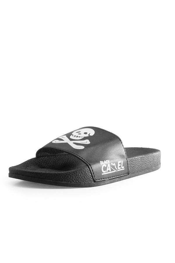 Elo Black Camel Men's Skull Printed Premium Slides Black