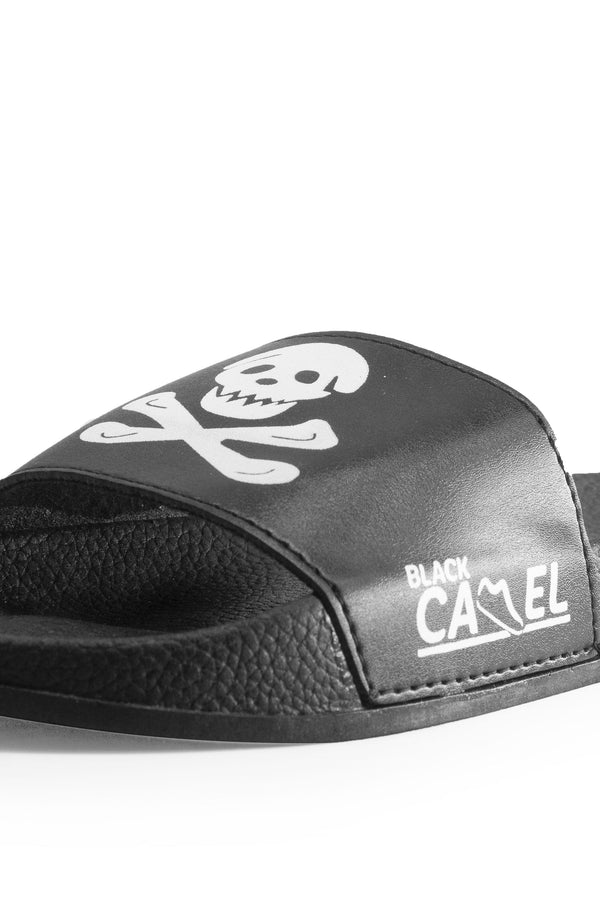 Elo Black Camel Men's Skull Printed Premium Slides Black