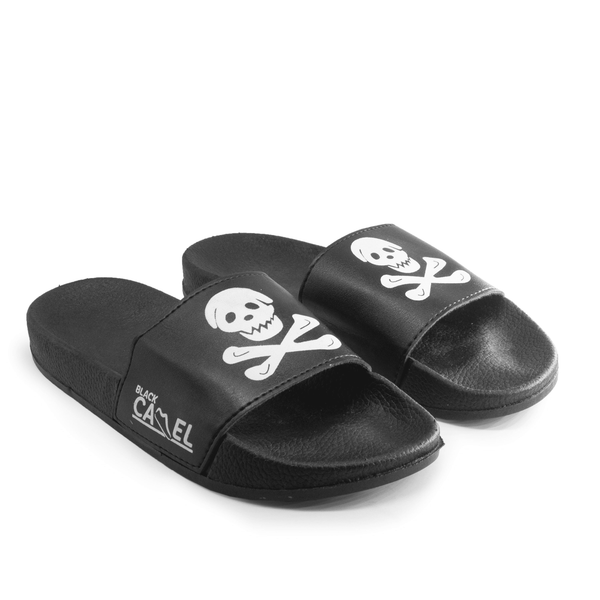 elo Black Camel Men's Skull Printed Premium Slides Black
