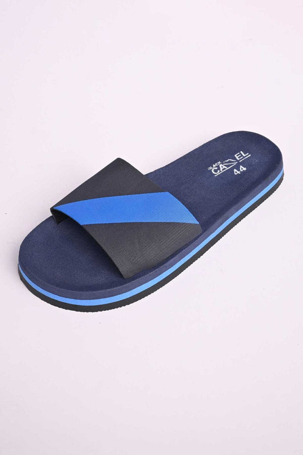 Elo Black Camel Men's Truiden Striped Design Soft Slides Black & Red