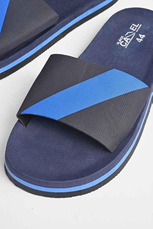Elo Black Camel Men's Truiden Striped Design Soft Slides Black & Red