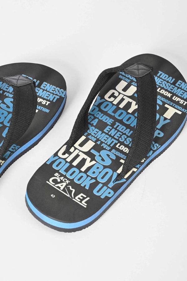 Elo Black Camel Men's Ultra-Light Soft Flip Flop Slippers Black & Blue