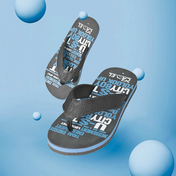 elo Black Camel Men's Ultra-Light Soft Flip Flop Slippers Black & Blue