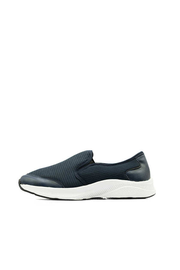Elo Black Camel Men's Upper Leather Patch Slip On Shoes Navy