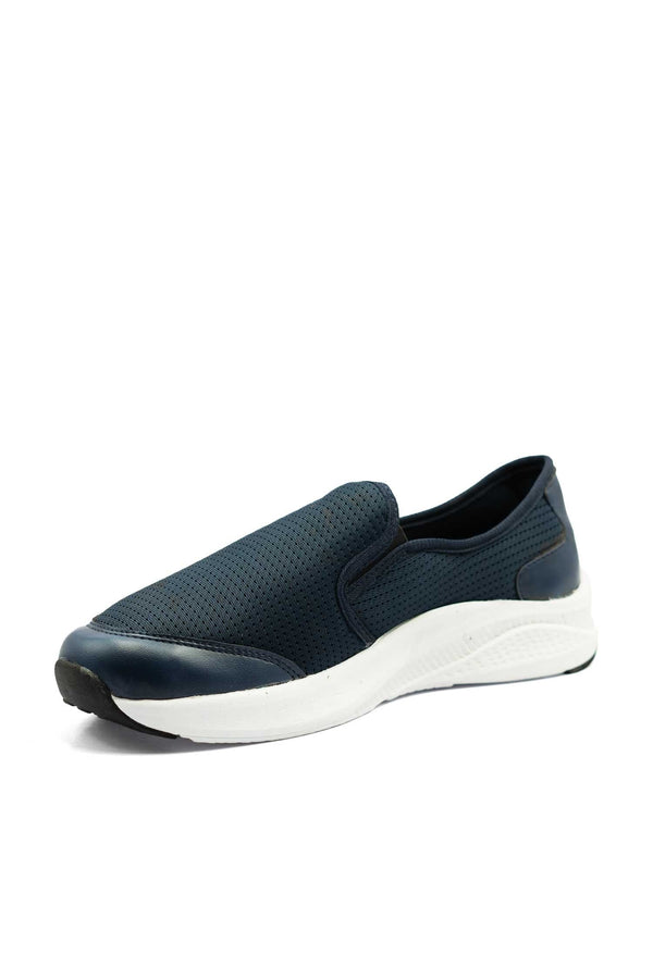 Elo Black Camel Men's Upper Leather Patch Slip On Shoes Navy