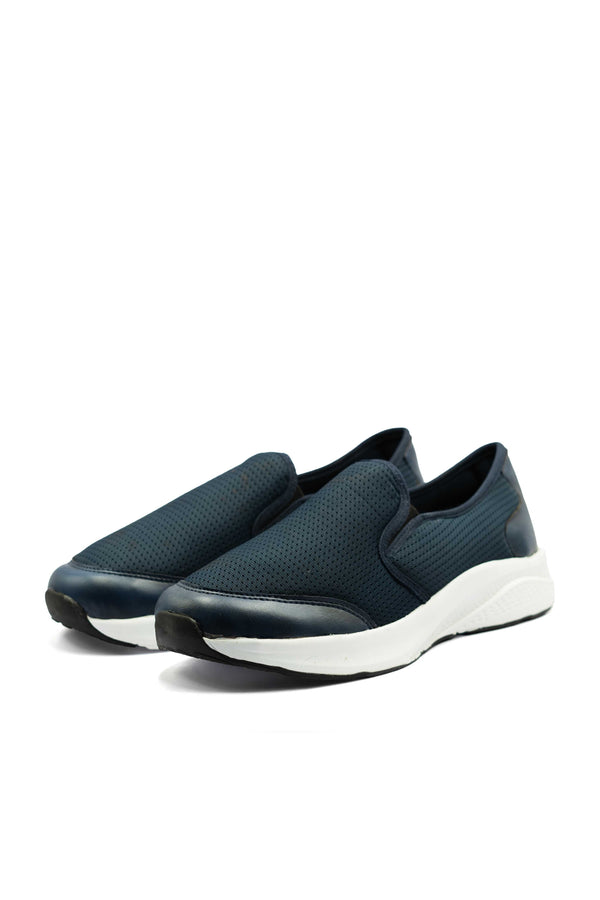 elo Black Camel Men's Upper Leather Patch Slip On Shoes Navy