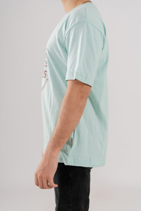 Elo Blend Men's The Hardest Printed Tee Shirt Aqua Blue & Maroon