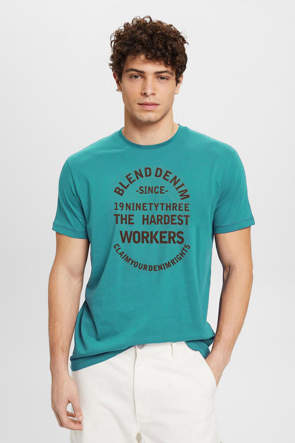elo Blend Men's The Hardest Printed Tee Shirt Aqua Blue & Maroon