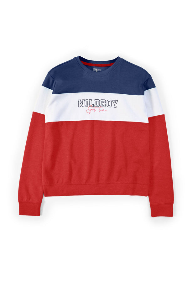 Elo Boomerang Boy's Contrast Panel Design Sweat Shirt Navy & Turquoise