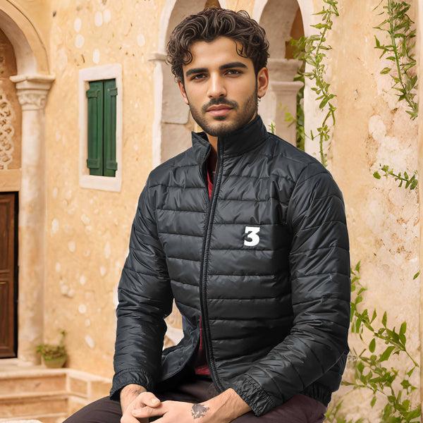 elo Burnt Soul Men's 3 Embroidered Long Sleeve Puffer Jacket Black