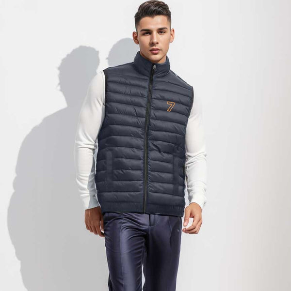Elo Burnt Soul Men's 7 Embroidered Body Warmer Puffer Gilet Navy