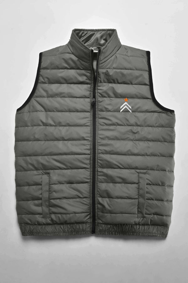 Elo Burnt Soul Men's Arrow & Star Embroidered Body Warmer Puffer Gilet Graphite