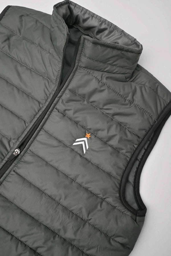 Elo Burnt Soul Men's Arrow & Star Embroidered Body Warmer Puffer Gilet Graphite
