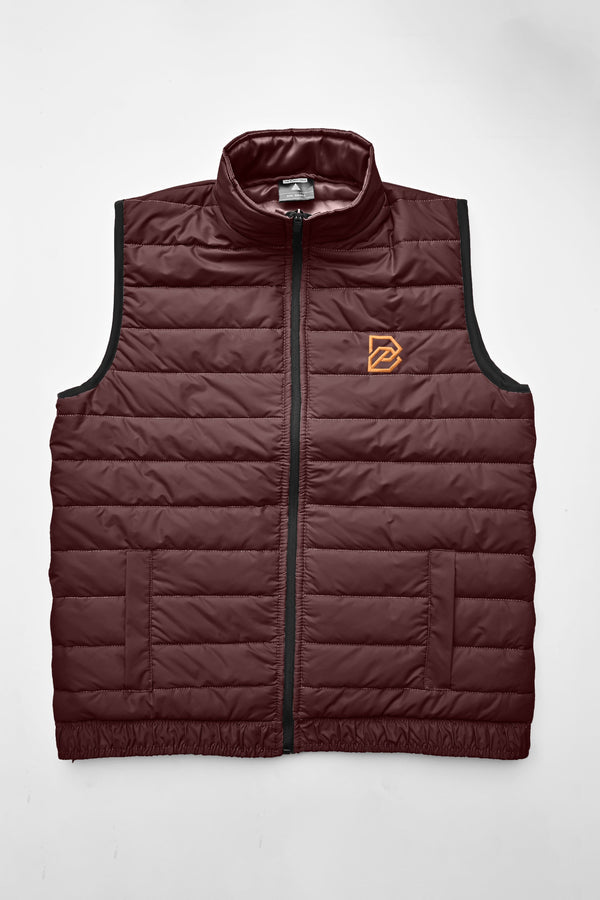 Elo Burnt Soul Men's B Embroidered Body Warmer Puffer Gilet Maroon