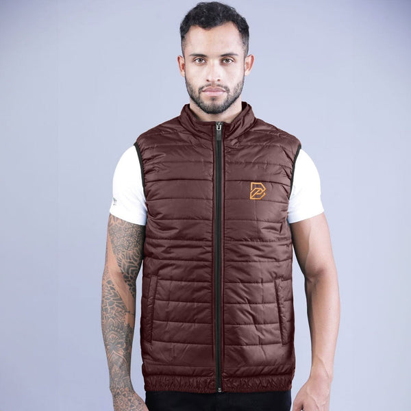 elo Burnt Soul Men's B Embroidered Body Warmer Puffer Gilet Maroon