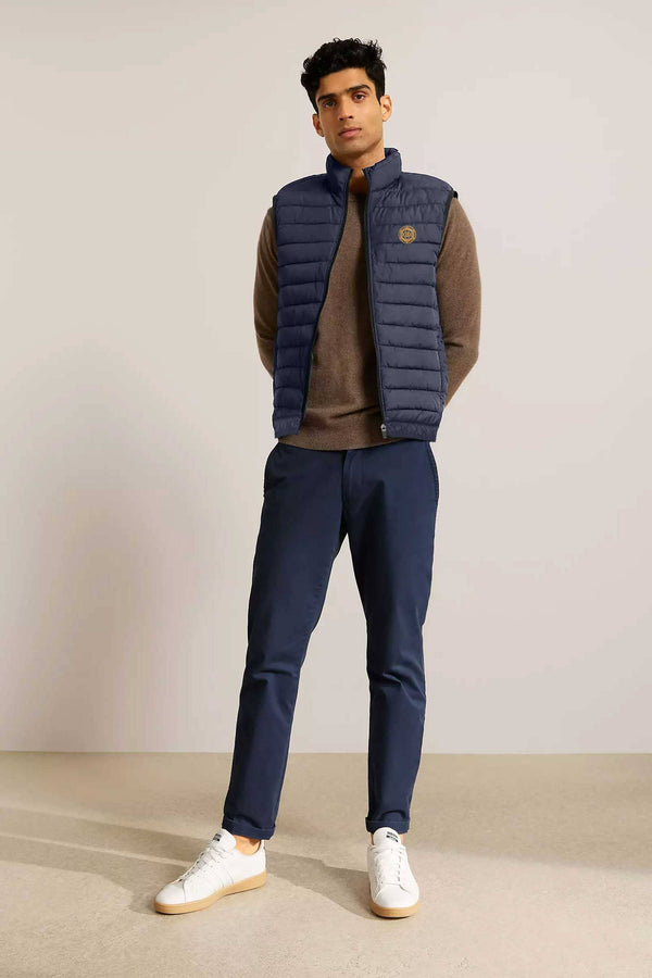 Elo Burnt Soul Men's B Hexagon Embroidered Body Warmer Puffer Gilet Navy