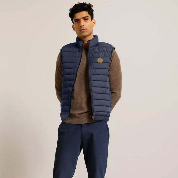 elo Burnt Soul Men's B Hexagon Embroidered Body Warmer Puffer Gilet Navy