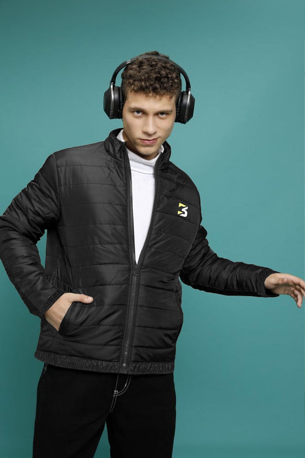Elo Burnt Soul Men's B3 Embroidered Long Sleeve Puffer Jacket Black