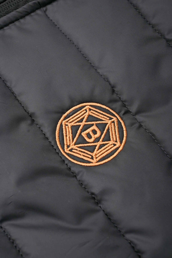 Elo Burnt Soul Men's Boulder Embroidered Design Puffer Jacket Black Boulder