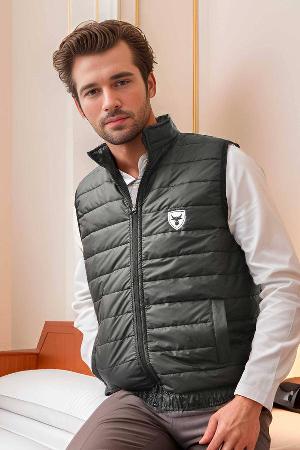 Elo Burnt Soul Men's Bull Embroidered Body Warmer Puffer Gilet Black