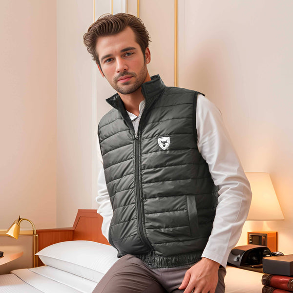 elo Burnt Soul Men's Bull Embroidered Body Warmer Puffer Gilet Black