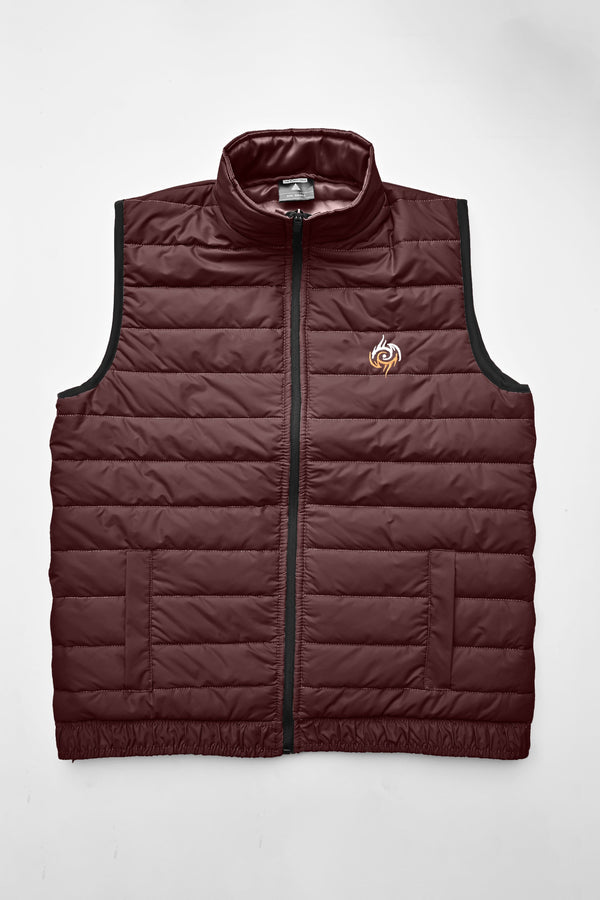 Elo Burnt Soul Men's Eagle Embroidered Body Warmer Puffer Gilet Maroon