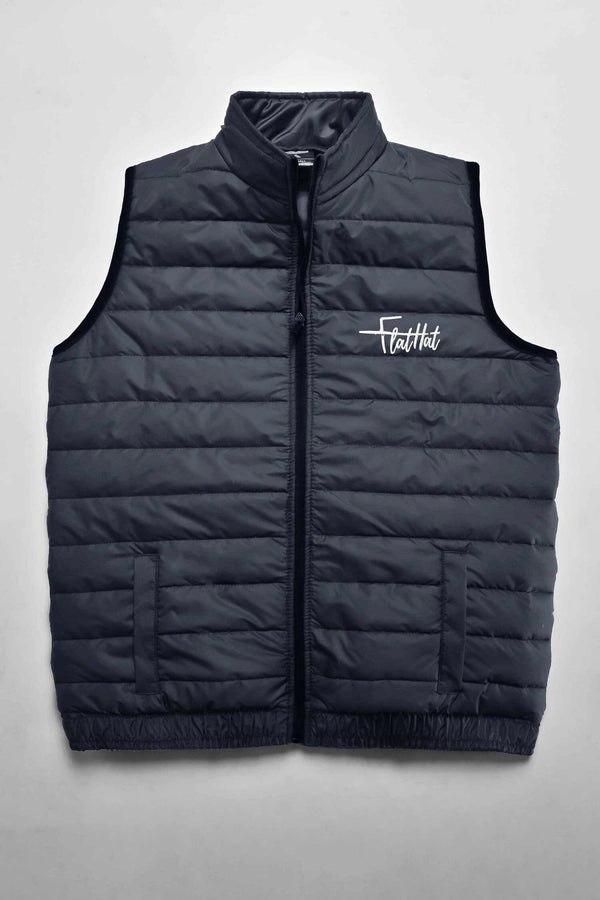 Elo Burnt Soul Men's Flalttat Embroidered Body Warmer Puffer Gilet Navy