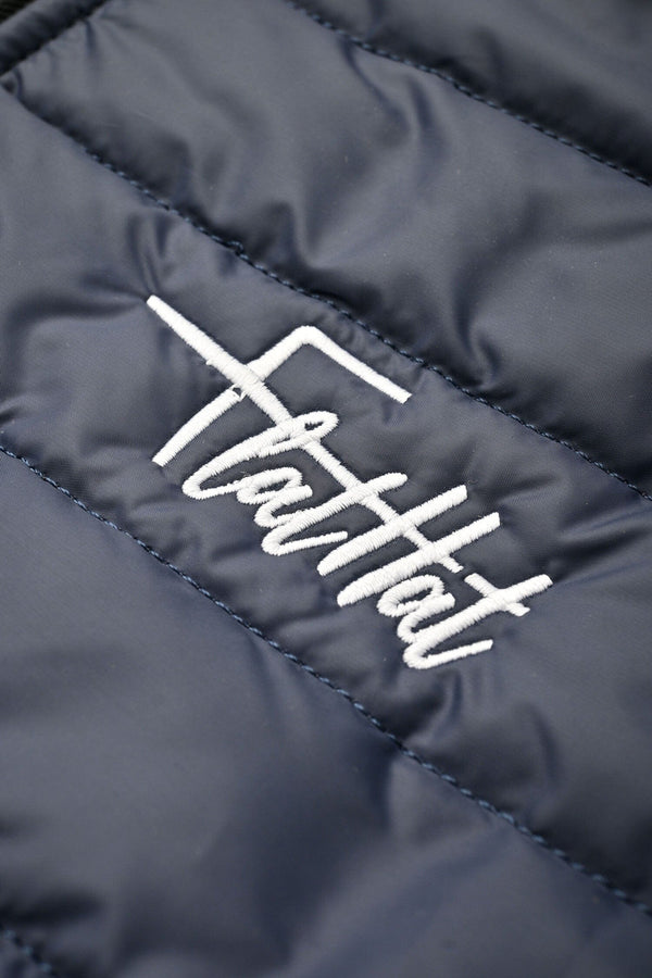 Elo Burnt Soul Men's Flalttat Embroidered Body Warmer Puffer Gilet Navy