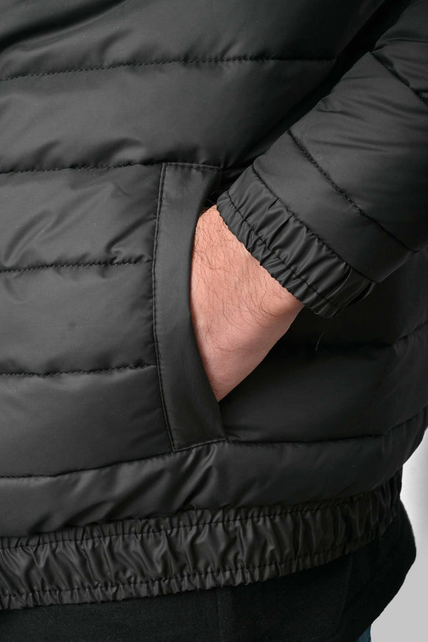 Elo Burnt Soul Men's Flame Crest Embroidered Long Sleeve Puffer Jacket Black
