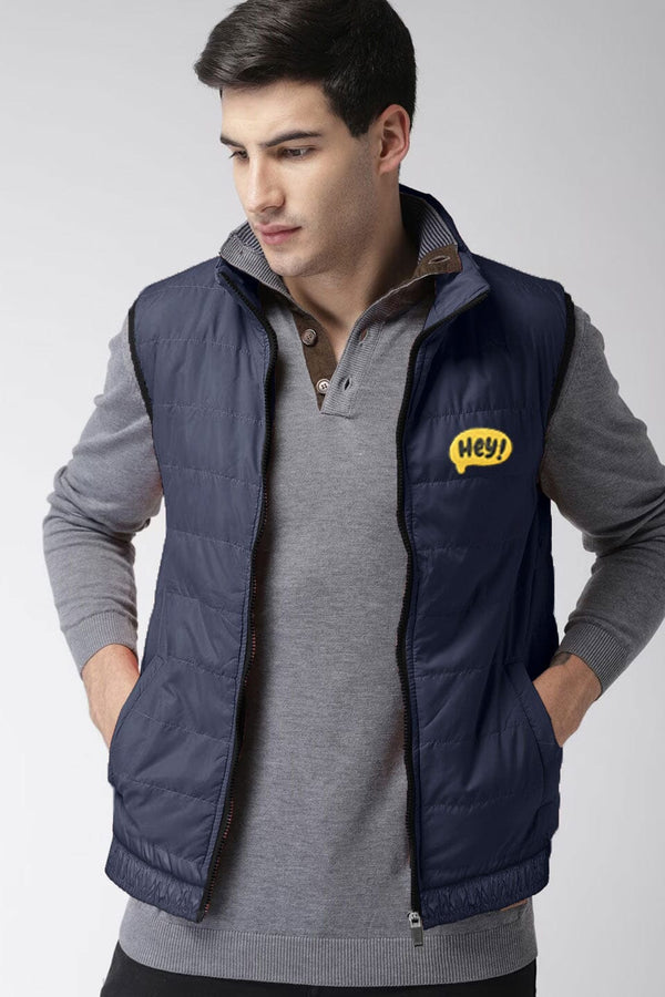 Elo Burnt Soul Men's Hey Embroidered Body Warmer Puffer Gilet Navy