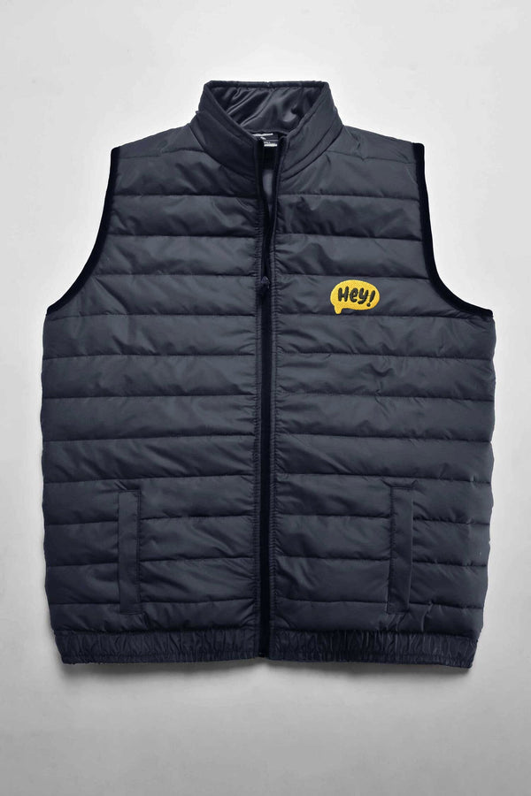 Elo Burnt Soul Men's Hey Embroidered Body Warmer Puffer Gilet Navy