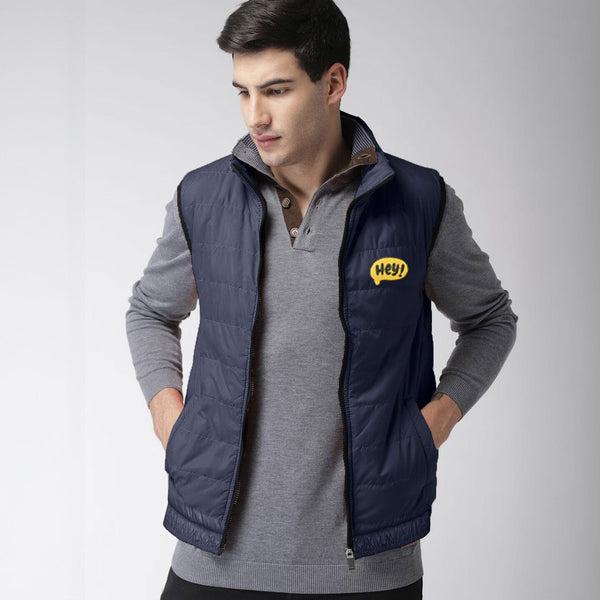 elo Burnt Soul Men's Hey Embroidered Body Warmer Puffer Gilet Navy