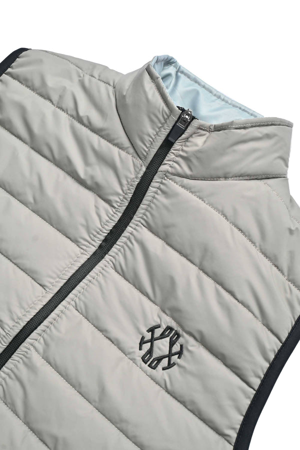 Elo Burnt Soul Men's Leiden Embroidered Body Warmer Puffer Gilet Grey